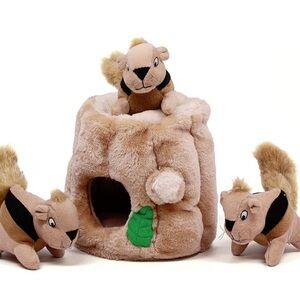 NEW🐶Small dog toy🐿️3 squirrels with tree